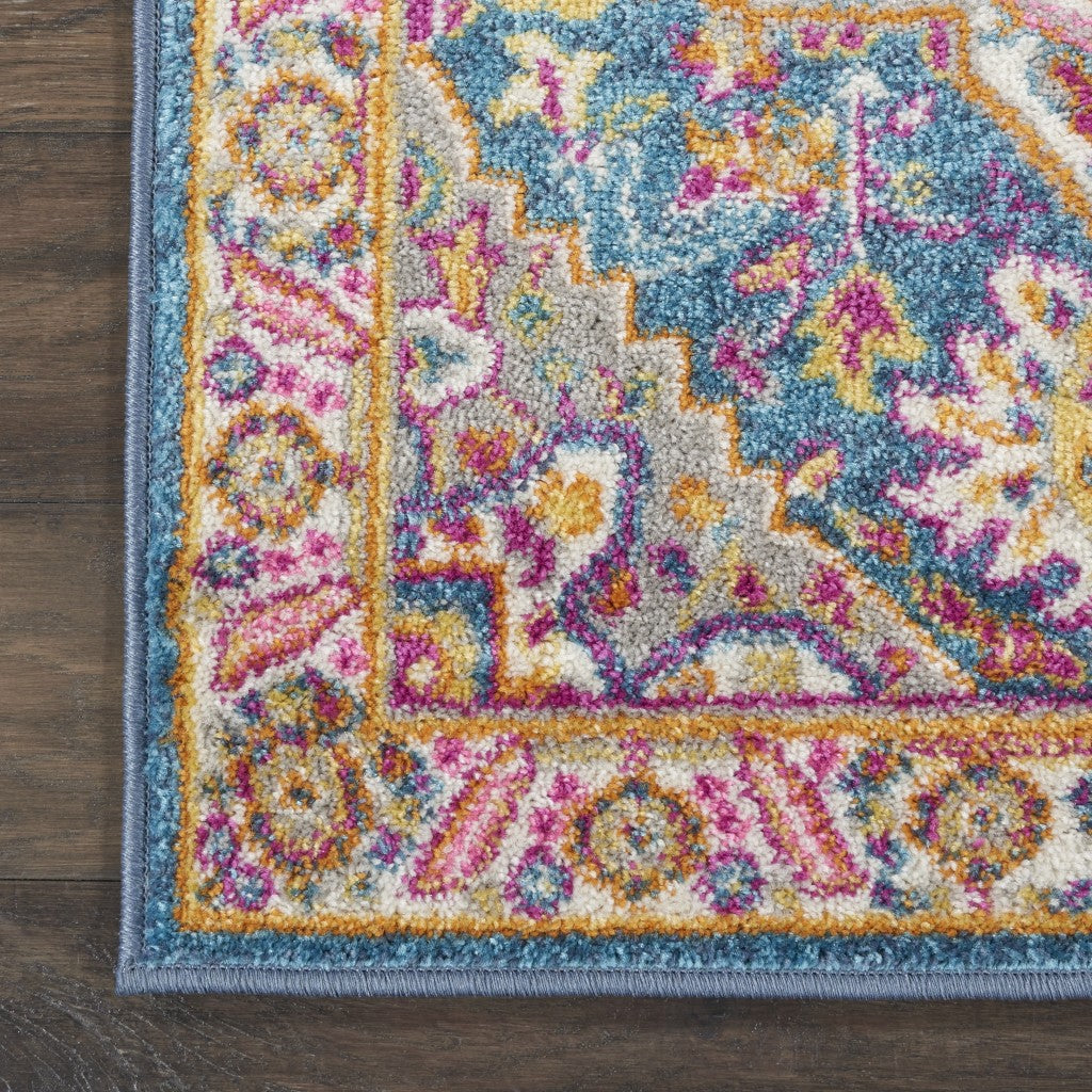 2’ X 3’ Teal And Pink Medallion Scatter Rug