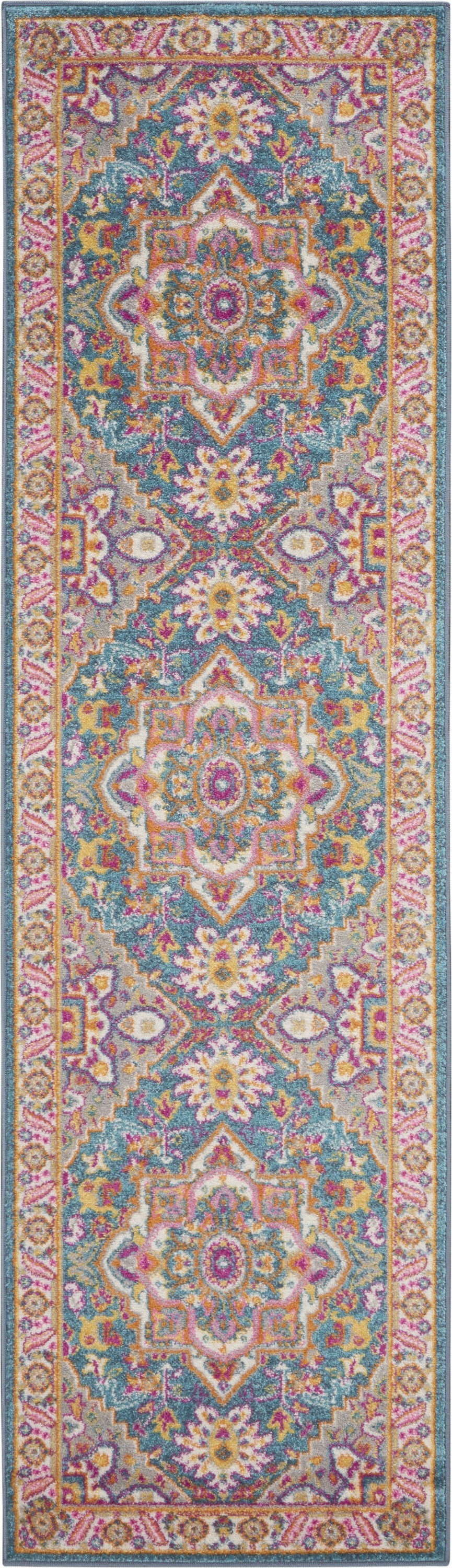 2’ X 3’ Teal And Pink Medallion Scatter Rug