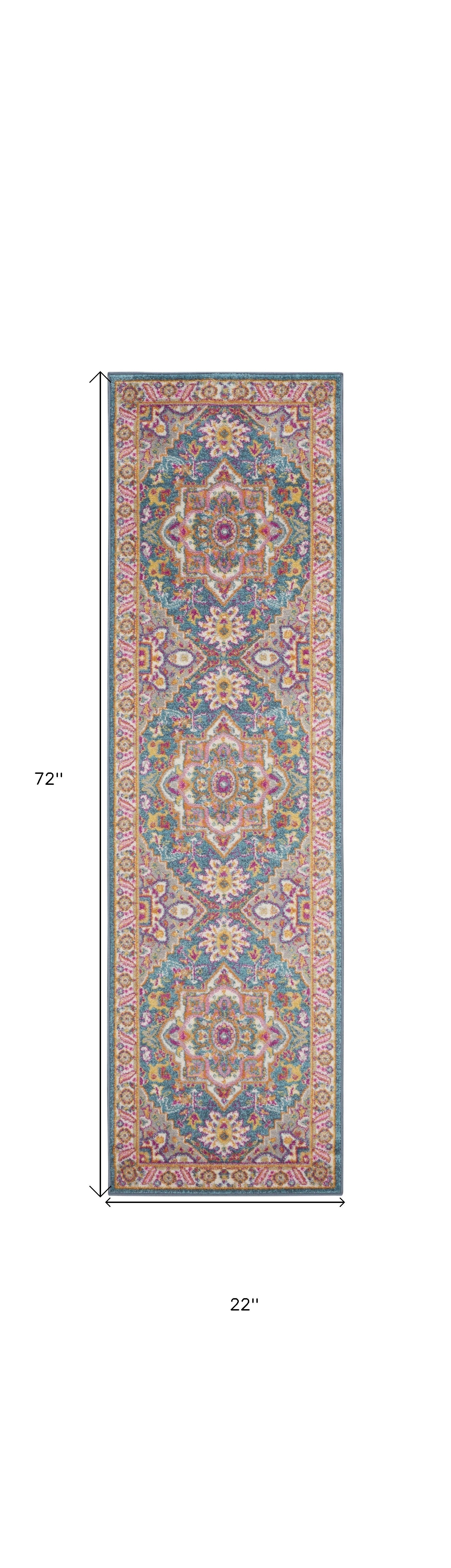 2’ X 3’ Teal And Pink Medallion Scatter Rug