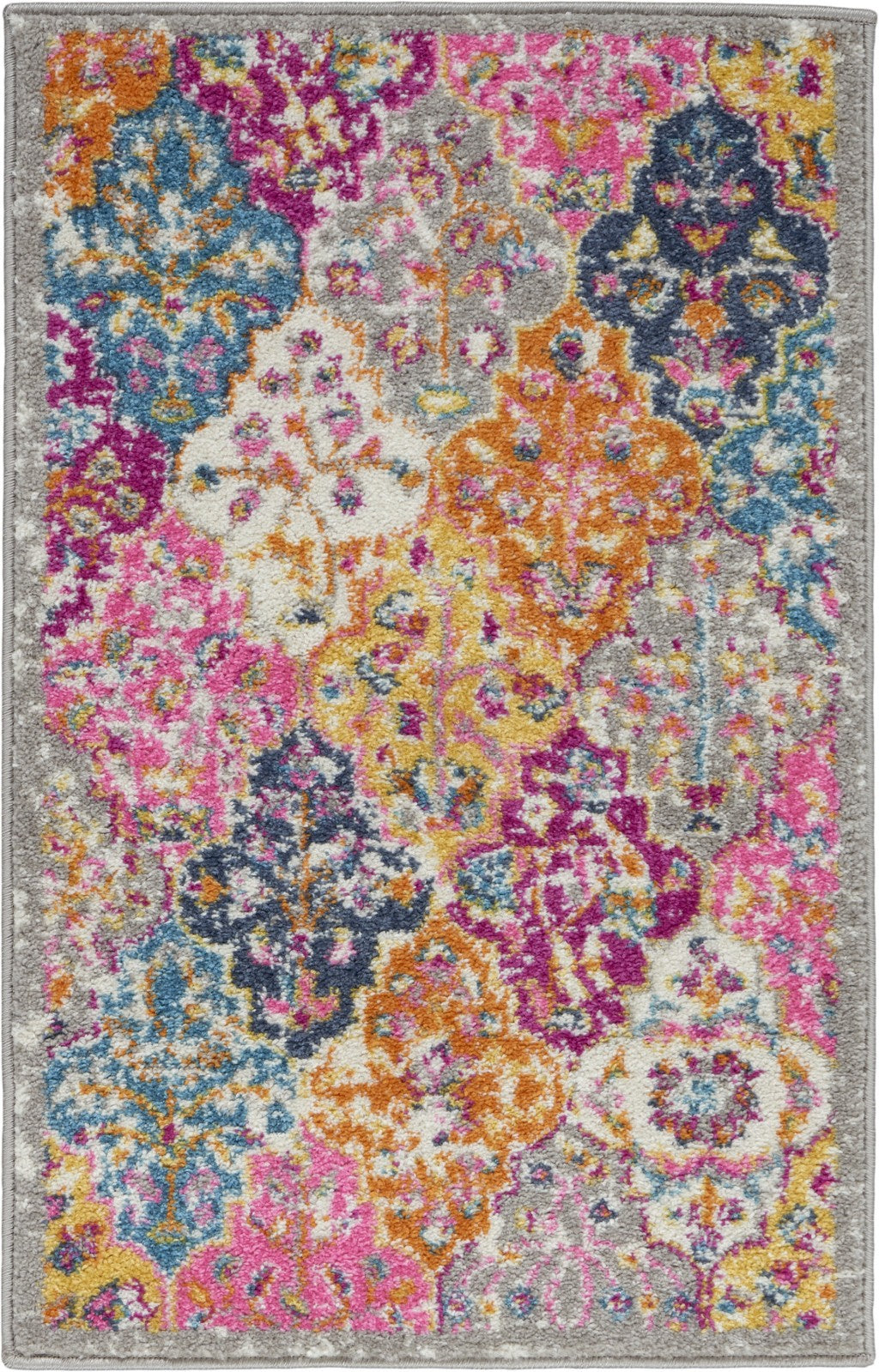 2’ X 3’ Muted Brights Floral Diamond Scatter Rug