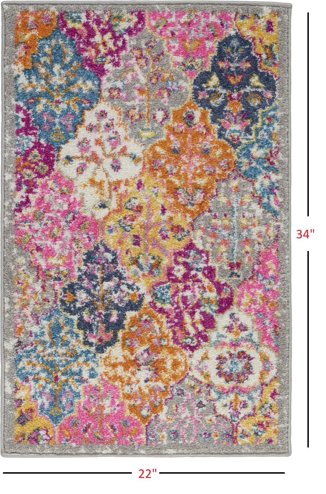 2’ X 3’ Muted Brights Floral Diamond Scatter Rug