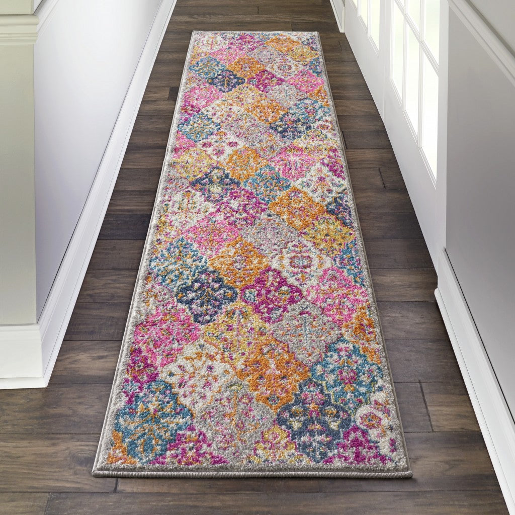2’ X 3’ Muted Brights Floral Diamond Scatter Rug