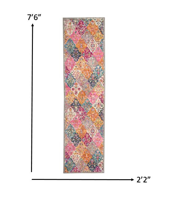 2’ X 3’ Muted Brights Floral Diamond Scatter Rug