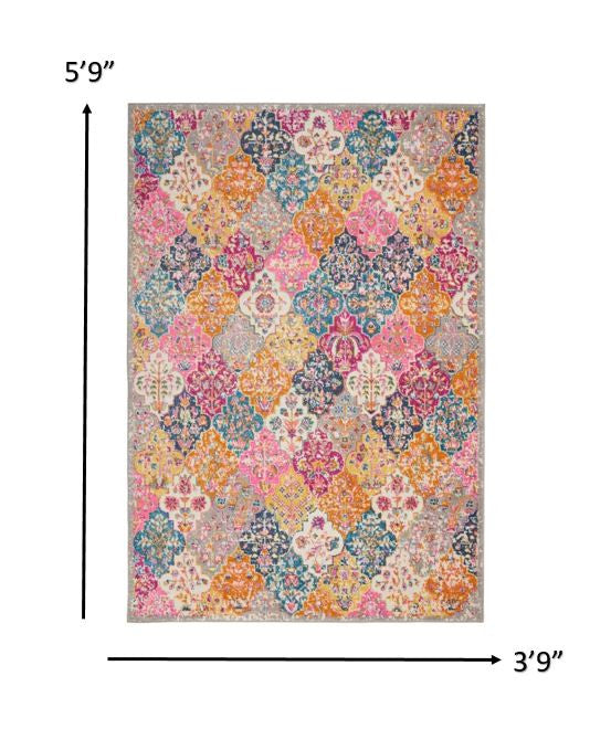 2’ X 3’ Muted Brights Floral Diamond Scatter Rug