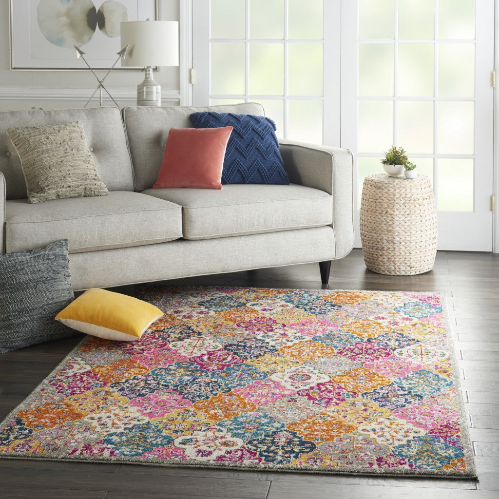 2’ X 3’ Muted Brights Floral Diamond Scatter Rug