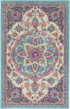 2’ X 3’ Pink And Blue Floral Medallion Scatter Rug