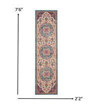 2’ X 3’ Pink And Blue Floral Medallion Scatter Rug
