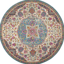 2’ X 3’ Pink And Blue Floral Medallion Scatter Rug