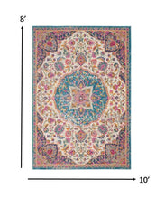 2’ X 3’ Pink And Blue Floral Medallion Scatter Rug