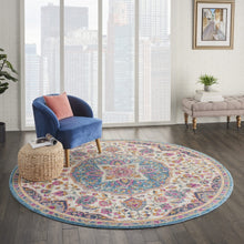 2’ X 3’ Pink And Blue Floral Medallion Scatter Rug