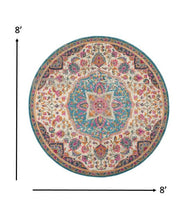 2’ X 3’ Pink And Blue Floral Medallion Scatter Rug