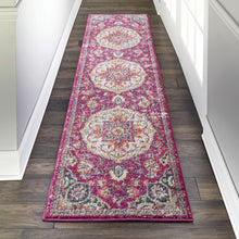 2’ X 6’ Pink And Ivory Medallion Runner Rug