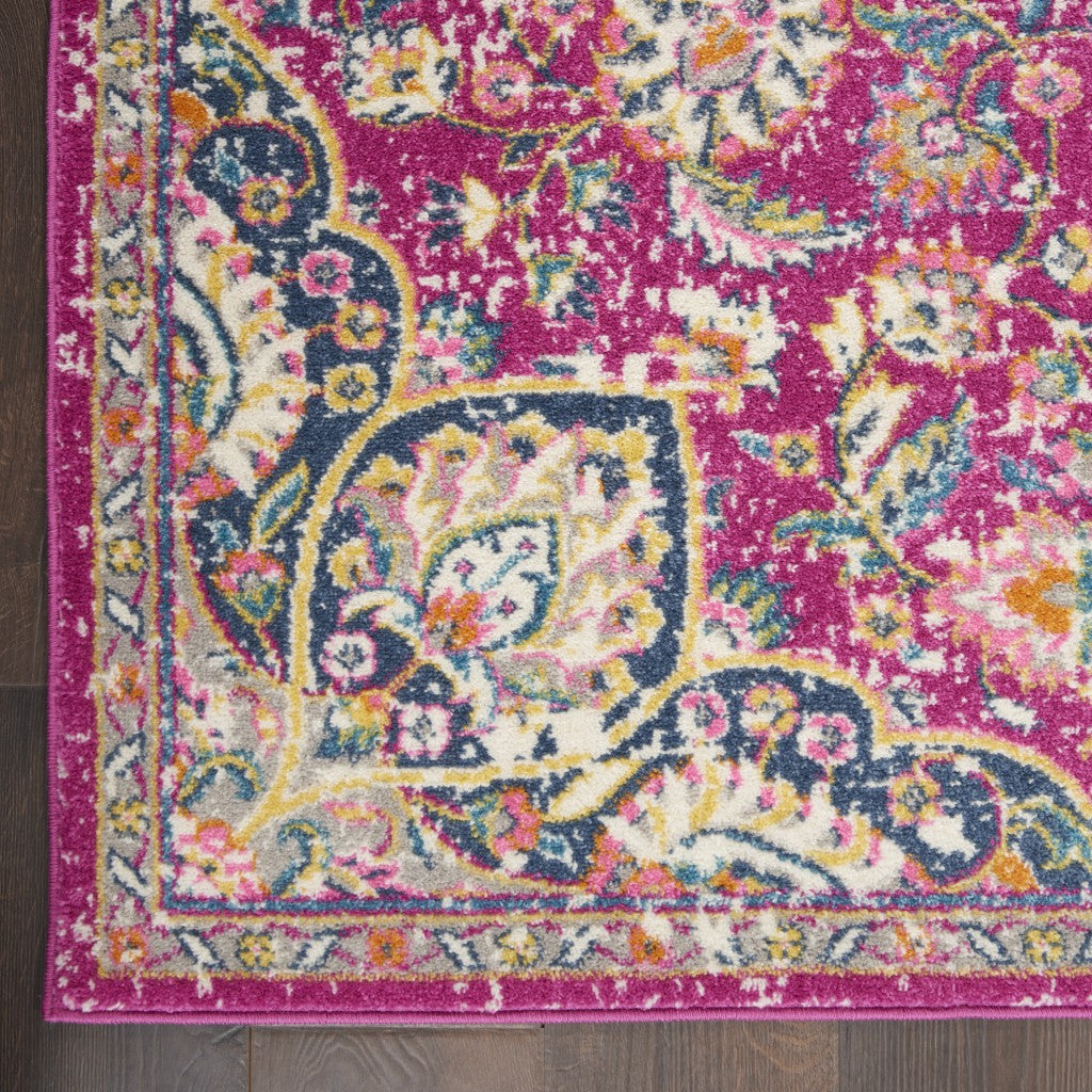2’ X 6’ Pink And Ivory Medallion Runner Rug