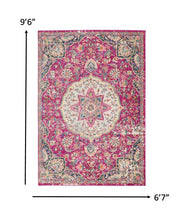 2’ X 6’ Pink And Ivory Medallion Runner Rug