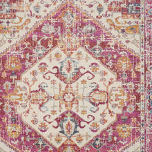 2’ X 8’ Ivory And Pink Oriental Runner Rug