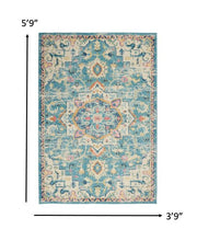 4’ X 6’ Light Blue And Ivory Distressed Area Rug