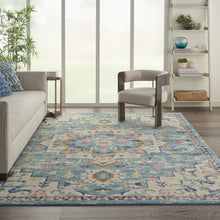 4’ X 6’ Light Blue And Ivory Distressed Area Rug