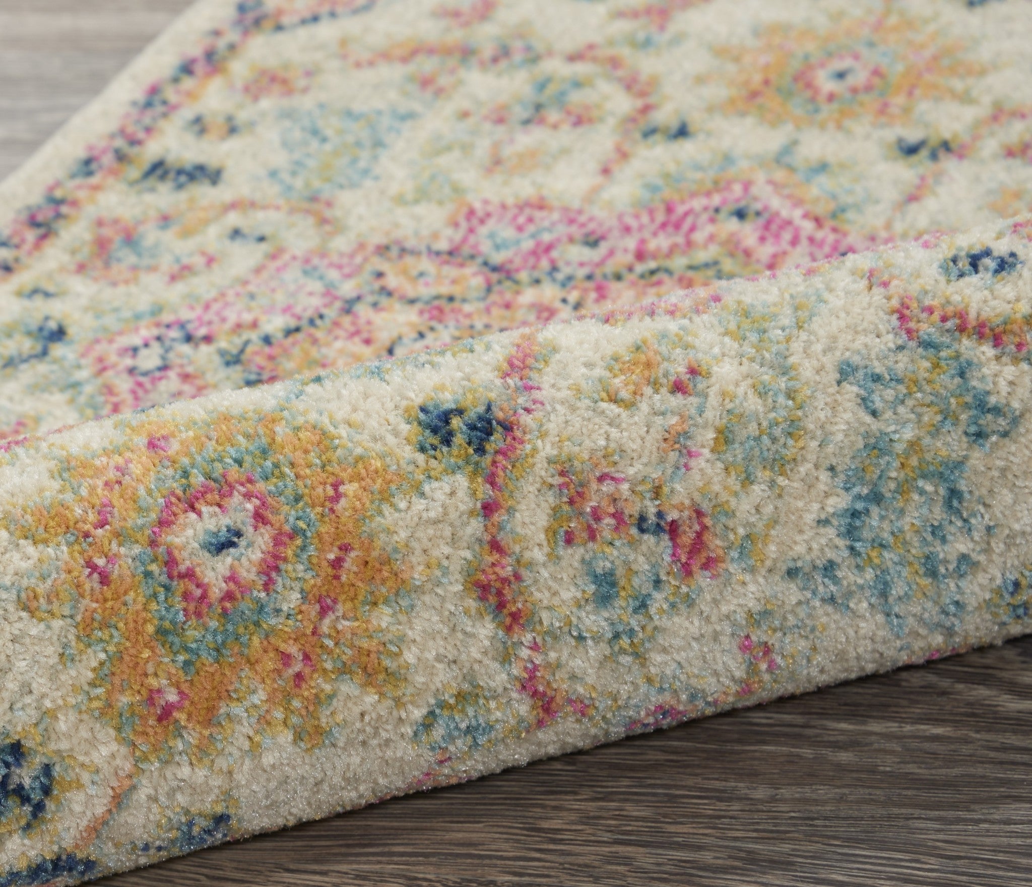 2’ X 8’ Ivory And Pink Medallion Scatter Rug