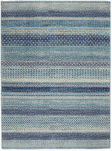 2’ X 3’ Navy Blue Ornate Stripes Scatter Rug