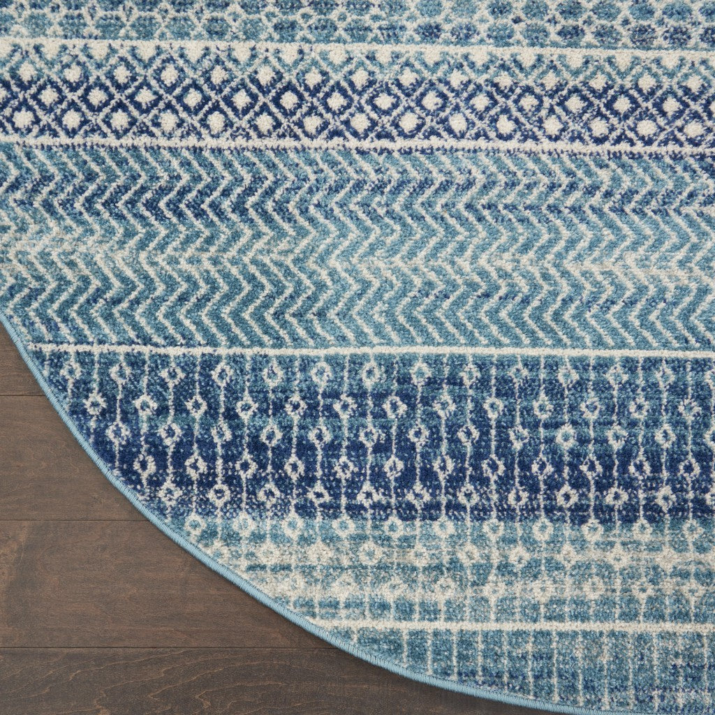 2’ X 3’ Navy Blue Ornate Stripes Scatter Rug