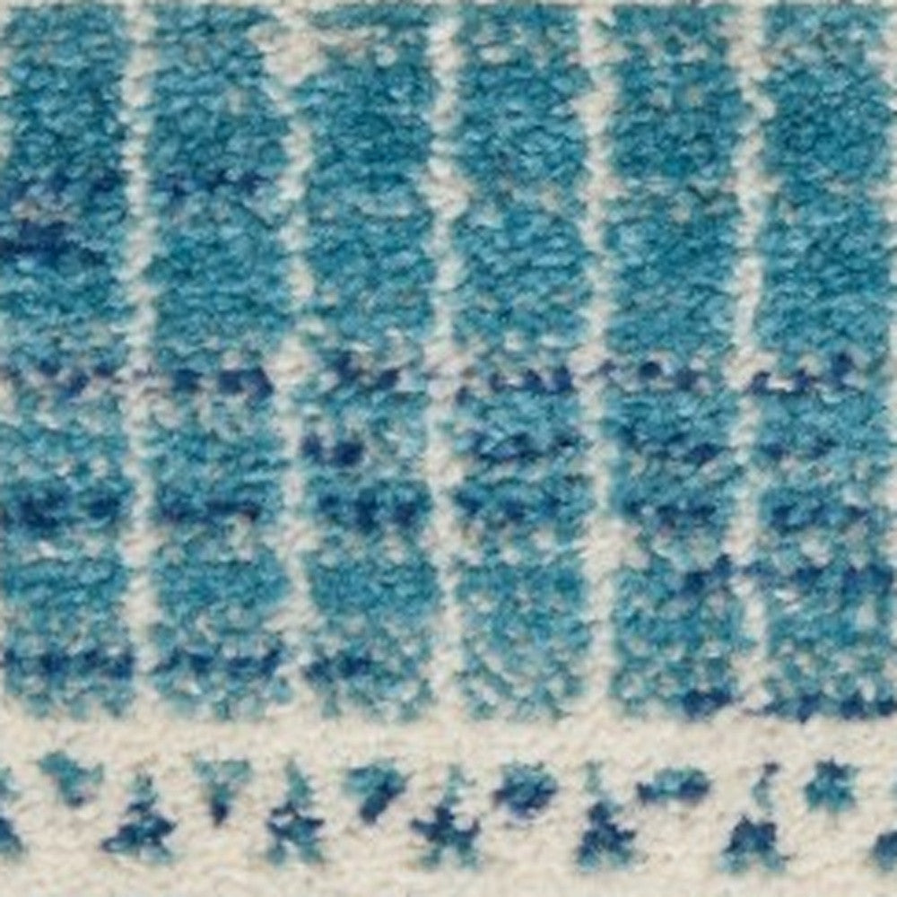 2’ X 3’ Navy Blue Ornate Stripes Scatter Rug