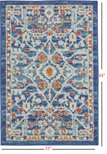 2’ X 3’ Blue White Multi Medallion Medallion Scatter Rug