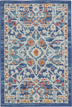 2’ X 3’ Blue White Multi Medallion Medallion Scatter Rug