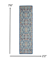 2’ X 3’ Blue White Multi Medallion Medallion Scatter Rug