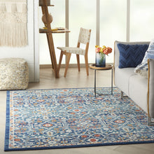 2’ X 3’ Blue White Multi Medallion Medallion Scatter Rug