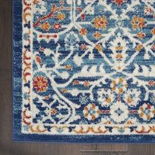 2’ X 3’ Blue White Multi Medallion Medallion Scatter Rug