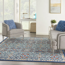 2’ X 3’ Blue White Multi Medallion Medallion Scatter Rug