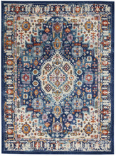 2’ X 8’ Blue And Ivory Medallion Runner Rug
