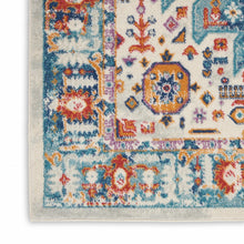 2’ X 3’ Ivory And Blue Floral Motifs Scatter Rug