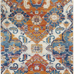 4’ X 6’ Ivory And Gold Floral Motif Area Rug