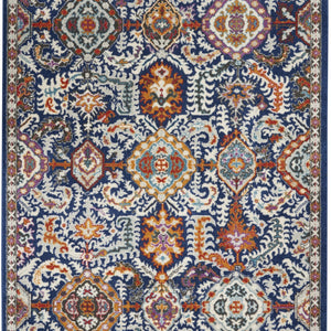 2’ X 3’ Blue And Gold Intricate Scatter Rug