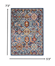 2’ X 3’ Blue And Gold Intricate Scatter Rug