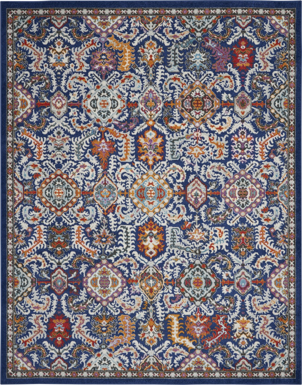 2’ X 3’ Blue And Gold Intricate Scatter Rug