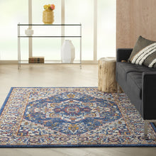 4’ X 6’ Blue And Ruby Medallion Area Rug