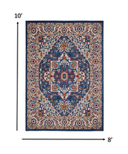 4’ X 6’ Blue And Ruby Medallion Area Rug