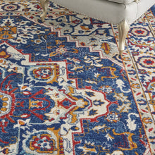 4’ X 6’ Blue And Ruby Medallion Area Rug