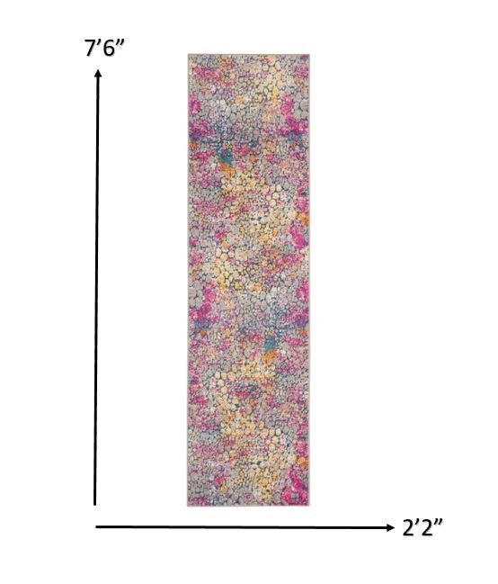 2’ X 6’ Yellow And Pink Coral Reef Runner Rug