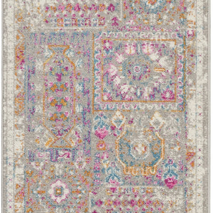 Gray Distressed Ornamental Runner Rug - 2’ x 6’