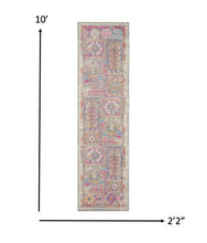 Gray Distressed Ornamental Runner Rug - 2’ x 6’