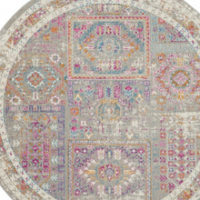 5’ Round Gray Distressed Ornamental Area Rug