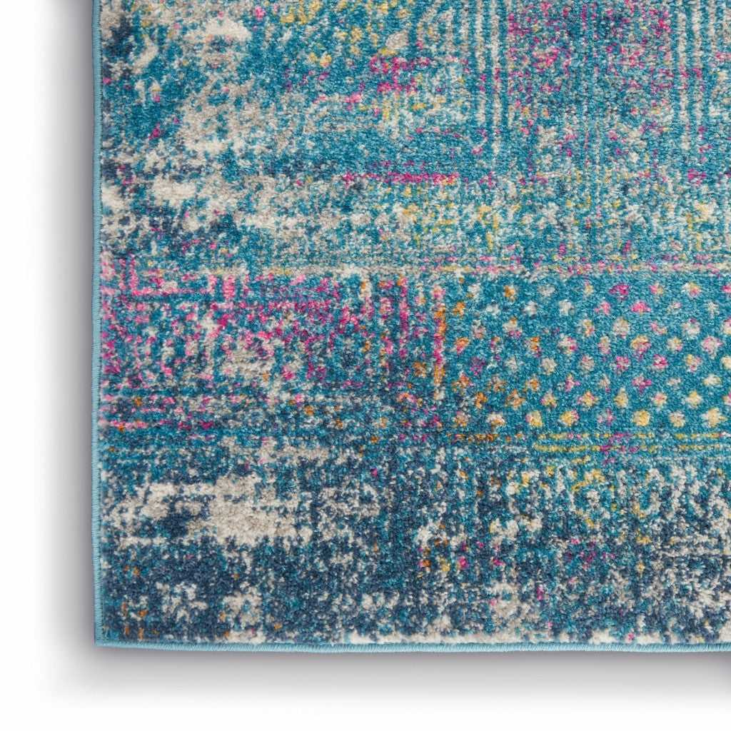 2' X 6' 藍色仿舊徽章長條地毯