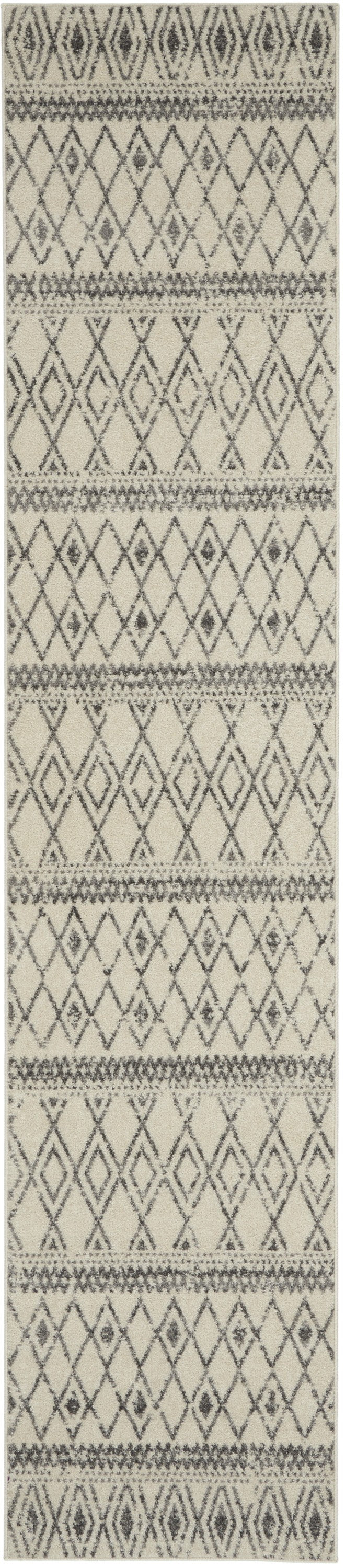 2’ X 10’ Ivory And Gray Berber Pattern Runner Rug