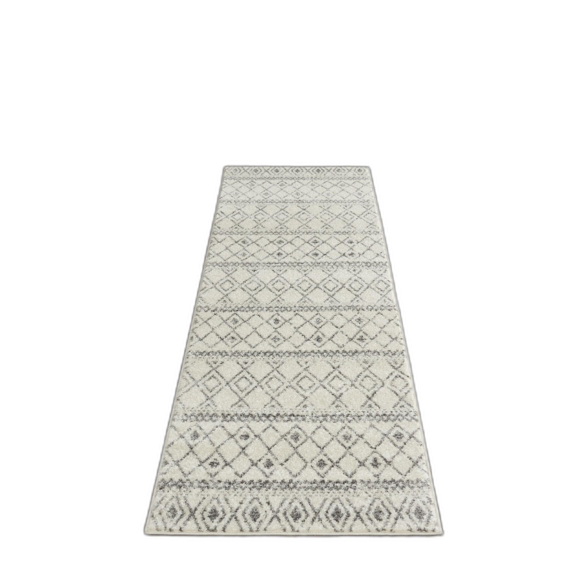 2’ X 10’ Ivory And Gray Berber Pattern Runner Rug