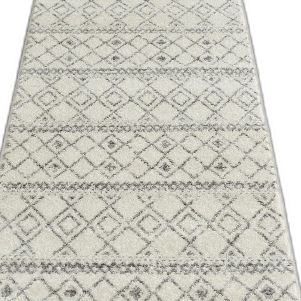 2’ X 10’ Ivory And Gray Berber Pattern Runner Rug