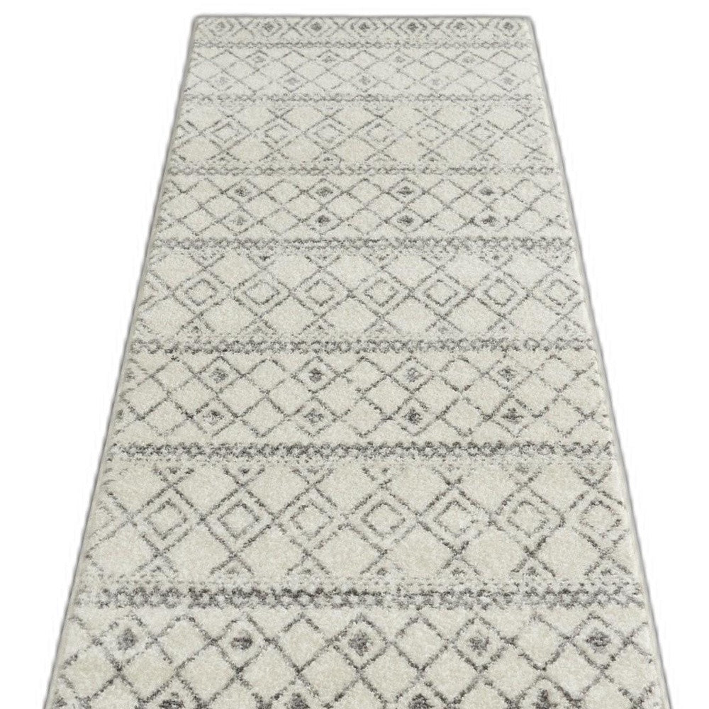 2’ X 10’ Ivory And Gray Berber Pattern Runner Rug