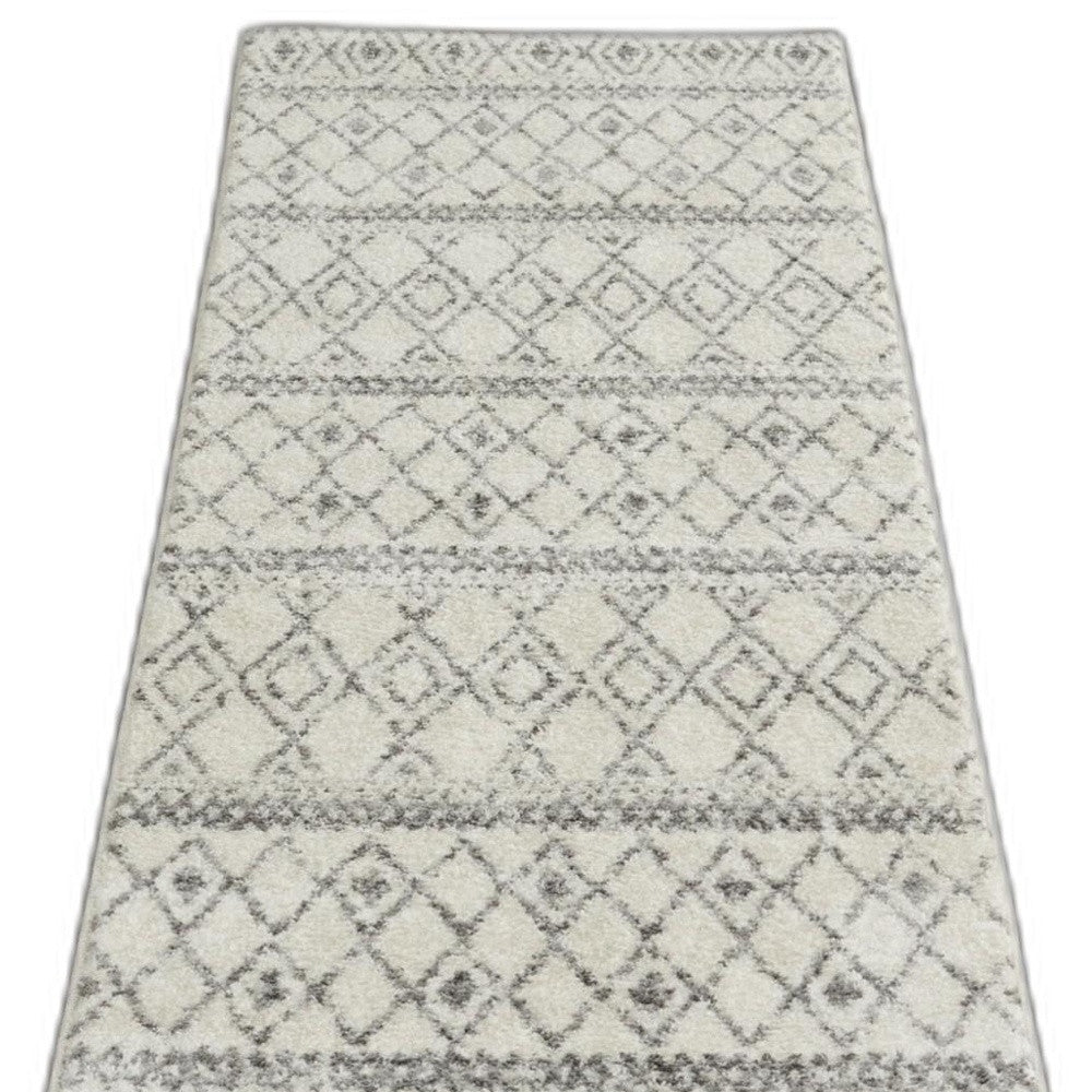 2’ X 10’ Ivory And Gray Berber Pattern Runner Rug